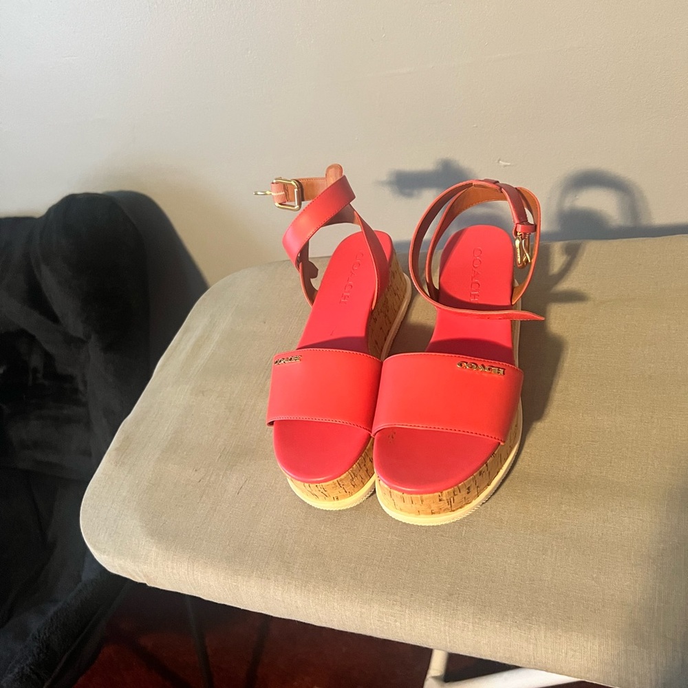 Size 6.5 pink coach sandals for women
